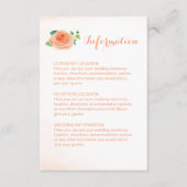Peach Rose Mariage Information Cartes (Devant)
