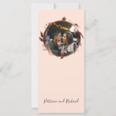 Peach Rose Monogramme Photo Mariage Menu Card (Dos)