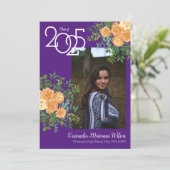 Peach Rose Purple Photo Graduation Faire-part (Debout devant)