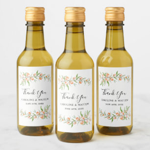 Peach rose Roses Mariage Mini Étiquette bouteille 