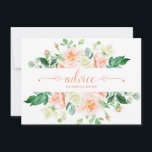 Peach Rose Verdure Typographie Conseils Cartes<br><div class="desc">Belles cartes de conseil roses de pêche à l'aquarelle et mariage de verdure luxuriante. Le mot "conseil" est fait dans une police manuscrite élaborée qui a de minuscules coeurs à chaque extrémité du mot. Personnalisez-vous avec vos propres informations ou laissez-vous tel quel.</div>
