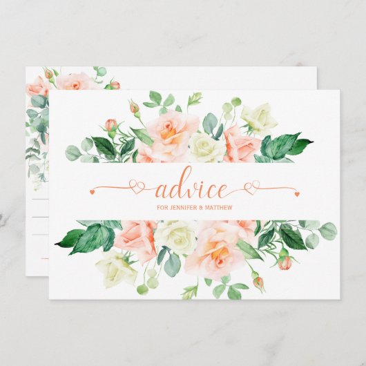 Peach Rose Verdure Typographie Conseils Cartes (Devant / Derrière)