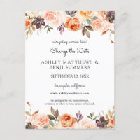 Peach rose vif Floral Changer la date 2 Carte post
