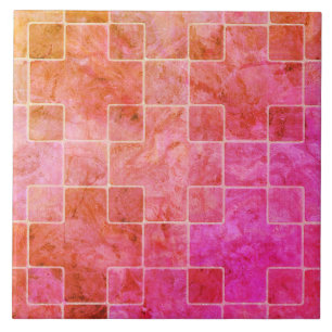 Peach rose violet Carré Boho Motif carreaux cérami