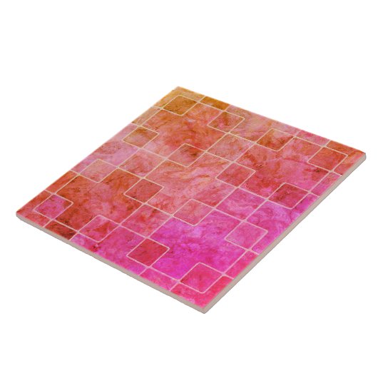 Peach rose violet Carré Boho Motif carreaux cérami (Côté)