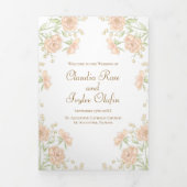 Peach Rose Wedding Programs Drieluik Programma (Cover)