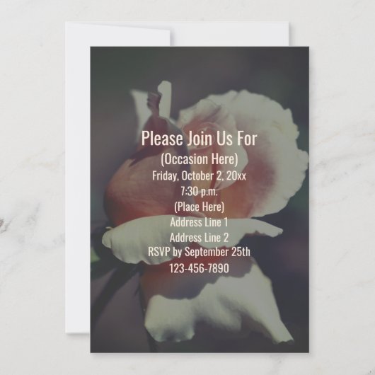 Peach Rosebud Floral Invitation (Devant)