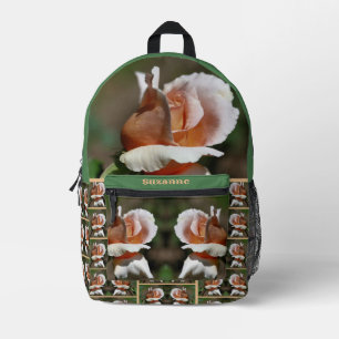 Peach Rosebud Flower Mirror gepersonaliseerd Bedrukte Rugzak
