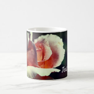 Peach Rosebud Flower Personalized Koffiemok