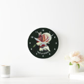 Peach Rosebud Flower Personalized Ronde Klok (Huis)