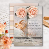 Peach Roses Love Story Faire-part de mariage livre