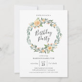 Peach Roses Wreath | Invitation de fête d'annivers (Devant)