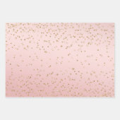 Peach roze Blush Gold Glitz Confetti Sparkle Inpakpapier Vel (Voorkant 2)