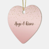 Peach roze Blush Gold Glitz Confetti Sparkle Keramisch Ornament (Links)