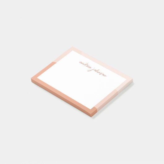 Peach roze boho Waves Modern Script Monogram Post-it® Notes (Schuin)