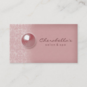 Peach roze Damask Button Salon Spa visitekaartje
