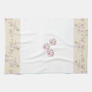 Peach roze en Green Floral Victoriaans kunst Theedoek