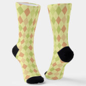 Peach Roze en lime Groene Diamant Retro Crazy Sock Sokken (Gebogen)