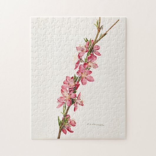 Peach roze Flowers Waterverf schilderen Legpuzzel (Verticaal)
