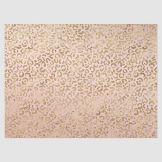 Peach roze Gold Glitz Sparkle Leopard Print Tissuepapier (Voorkant)