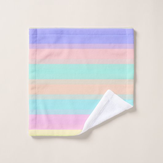 Peach roze groene Paarse pasteelstrips patroon Bad Handdoek (Wasdoekje)