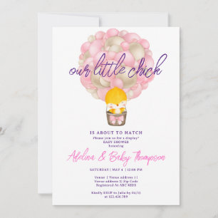 Peach roze kleine chick op het punt om Baby shower Kaart