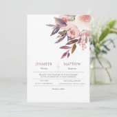 Peach roze lavender Waterverf Wedding Invitations Kaart (Staand voorkant)