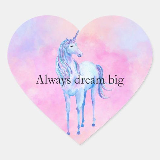 Peach roze Paarse unicorn Hart Sticker (Voorkant)