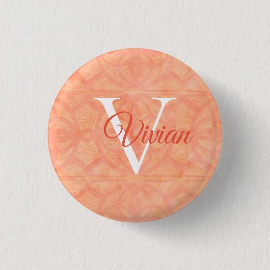 Peach roze ronde button 3,2 cm (Voorkant)