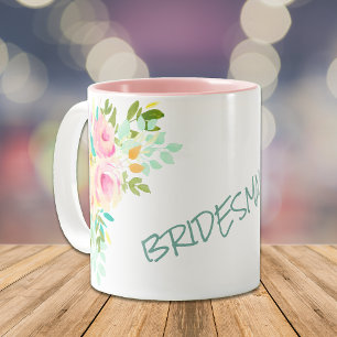Peach roze roses bridesmaid Weddenschap Tweekleurige Koffiemok