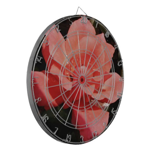 Peach Roze roze bloem Dartbord (Voorkant Links)