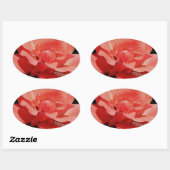 Peach Roze roze bloem Ovale Sticker (Vel)
