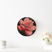  Peach Roze roze bloem Ronde Klok (Huis)