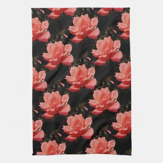 Peach Roze roze bloem Theedoek (Verticaal)