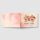 Peach roze roze Waterverf bruiloft Gastenboek (Volledig)