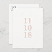 Peach roze typografie sla de datum briefkaart (Voorkant / Achterkant)