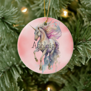 Peach roze Unicorn Dream Keramisch Ornament