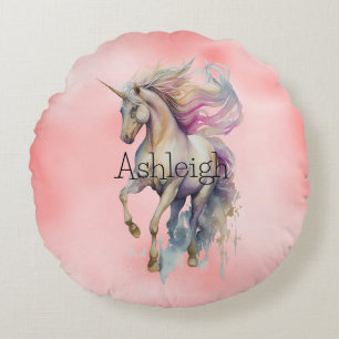 Peach roze Unicorn Dream Rond Kussen
