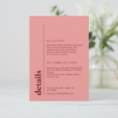 Peach roze vet bruiloft informatie informatiekaartje (Staand voorkant)