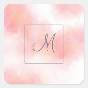 Peach roze Waterverf Abstract Vierkante Sticker
