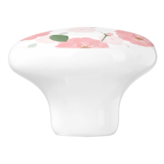 Peach roze Waterverf Paint Rozen Girly Design Keramische Knop (Zijkant)
