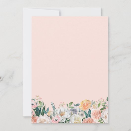 Peach roze witte groene Floral Wreator Vrijgezelle Kaart (Achterkant)