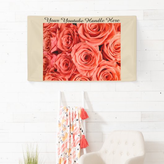 Peach Rozen Achtergrond vloggen YouTube Selfies Spandoek (Insitu)