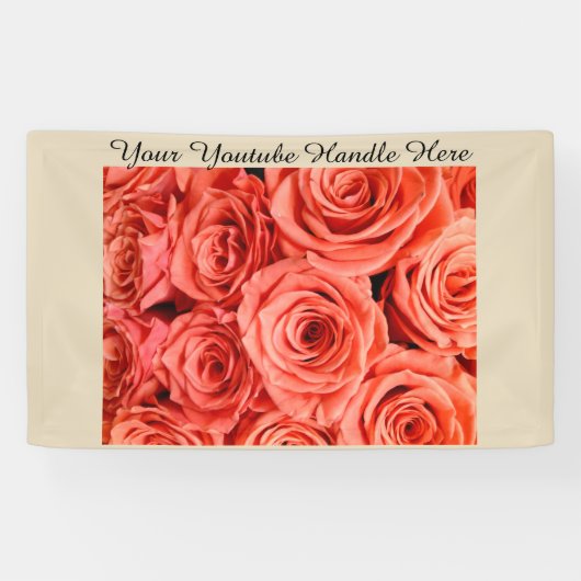 Peach Rozen Achtergrond vloggen YouTube Selfies Spandoek (Horizontaal)