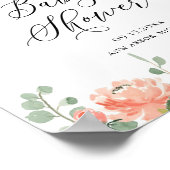 Peach Rozen and Hydrangeas Baby shower Welcome Poster (Hoek)