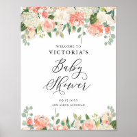 Peach Rozen and Hydrangeas Baby shower Welcome