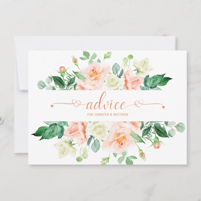 Peach Rozen Greenery Typography Advice Kaarten (Voorkant)