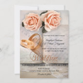 Peach Rozen Love Story Book Weddenschap Kaart (Voorkant)