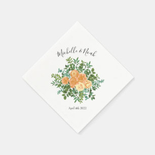 Peach Rozen Wedding Floral Spring Servet
