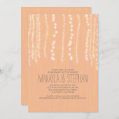 Peach Rustic String of Lights verlovingsfeest Kaart (Voorkant / Achterkant)